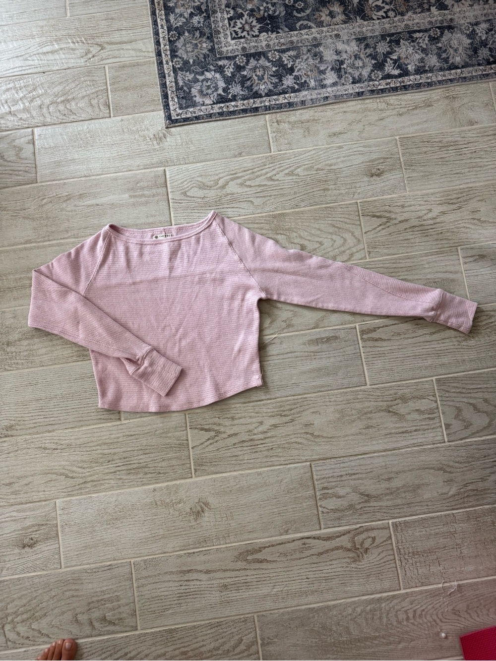 Free People Light Pink Ribbed Long Sleeve